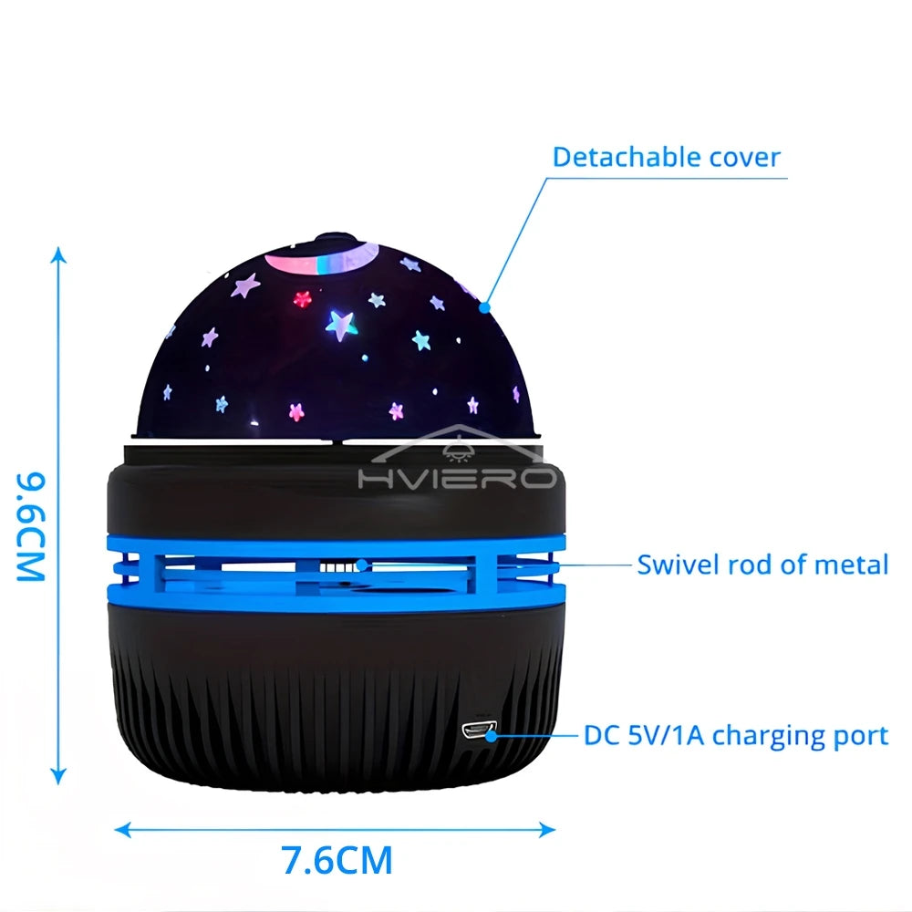 Starry Night Light Projector USB Table Lamps Gaming Room Home Theater Ceiling Wedding Decoration Halloween Rotates Automatically - Daisan Mart