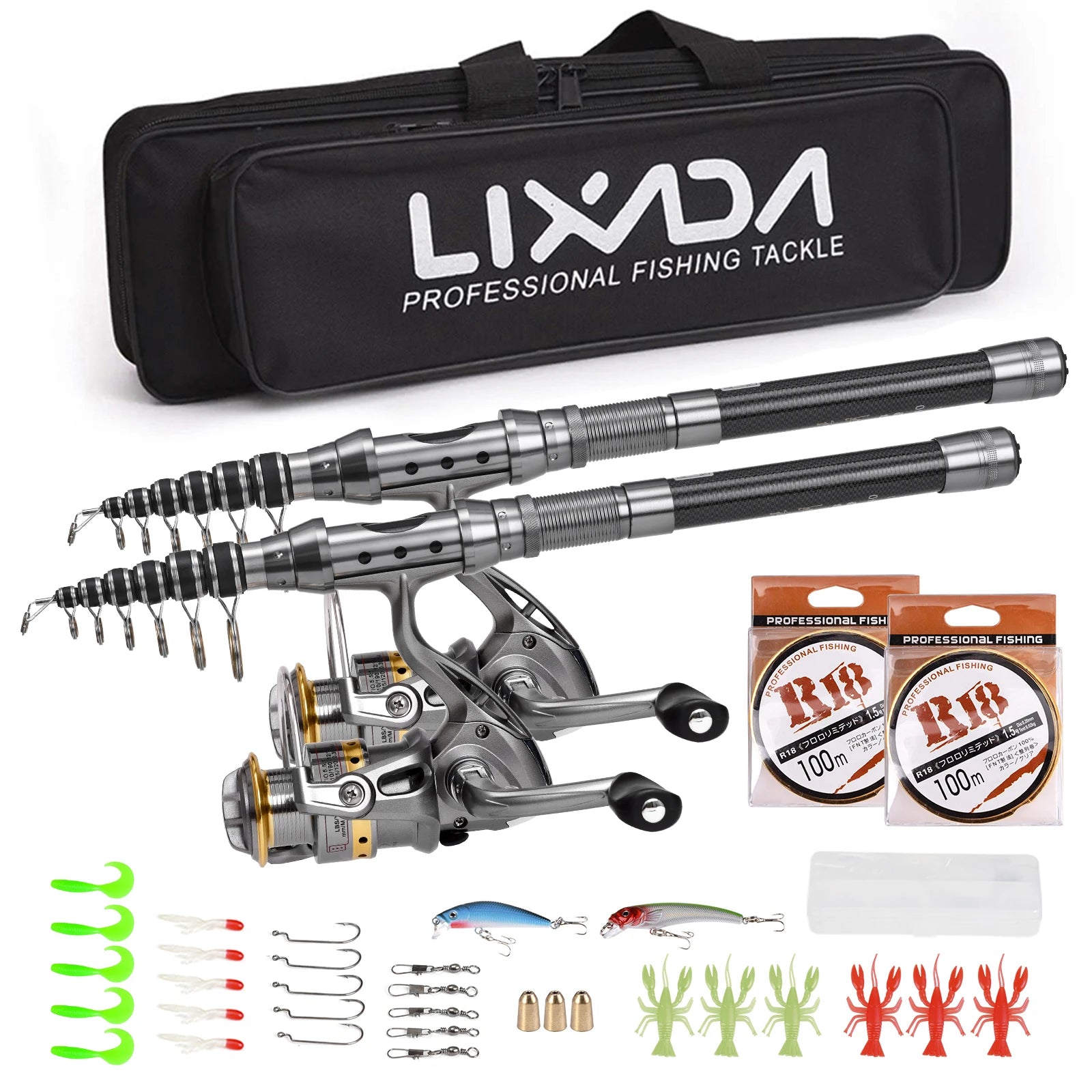 Bộ Cần Câu Cá Rút Gọn 2 Cây & Máy Carbon Đa Năng - Daisan Mart