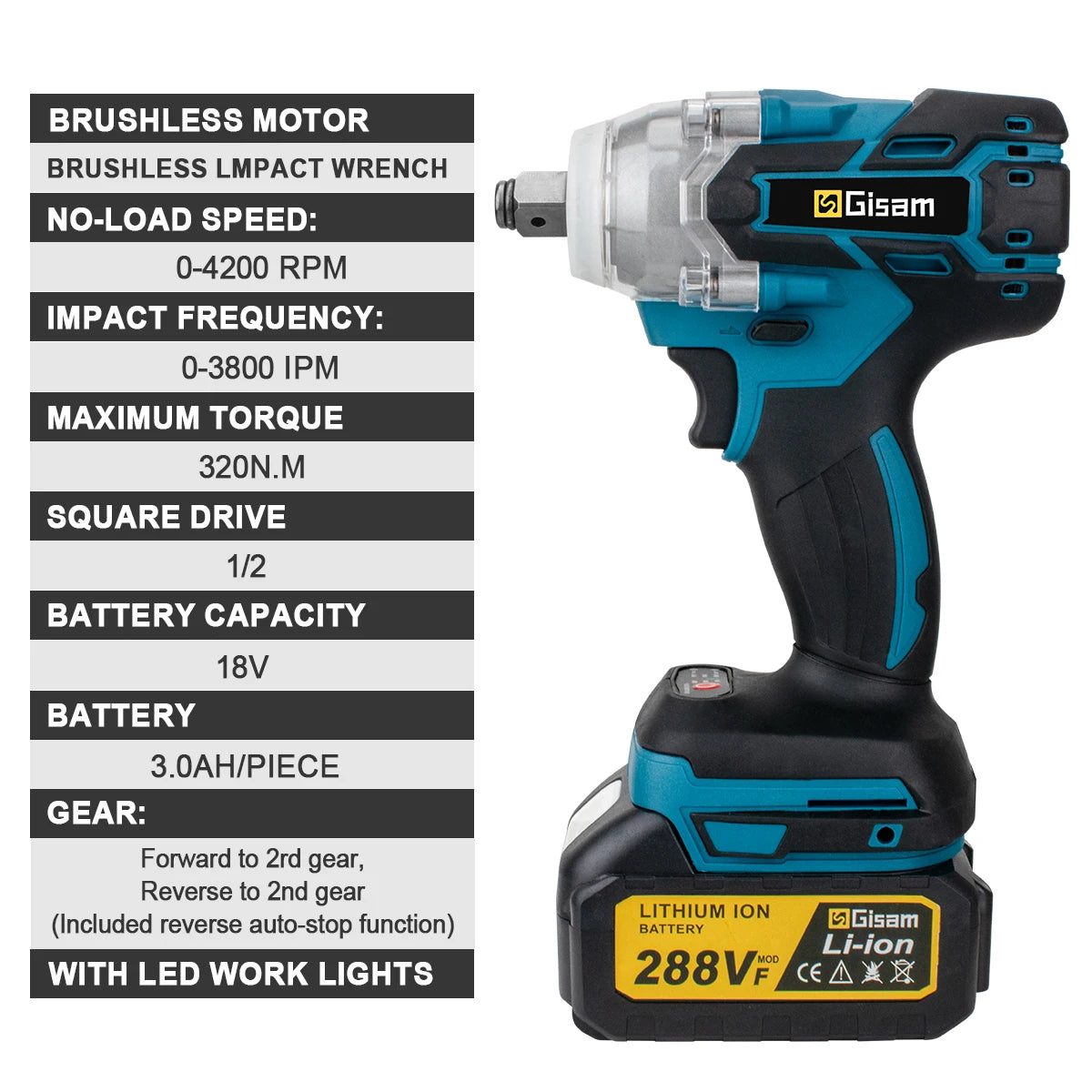 Máy Vặn Vít Điện Không Chổi Than Gisam 320N.M - Daisan Mart
