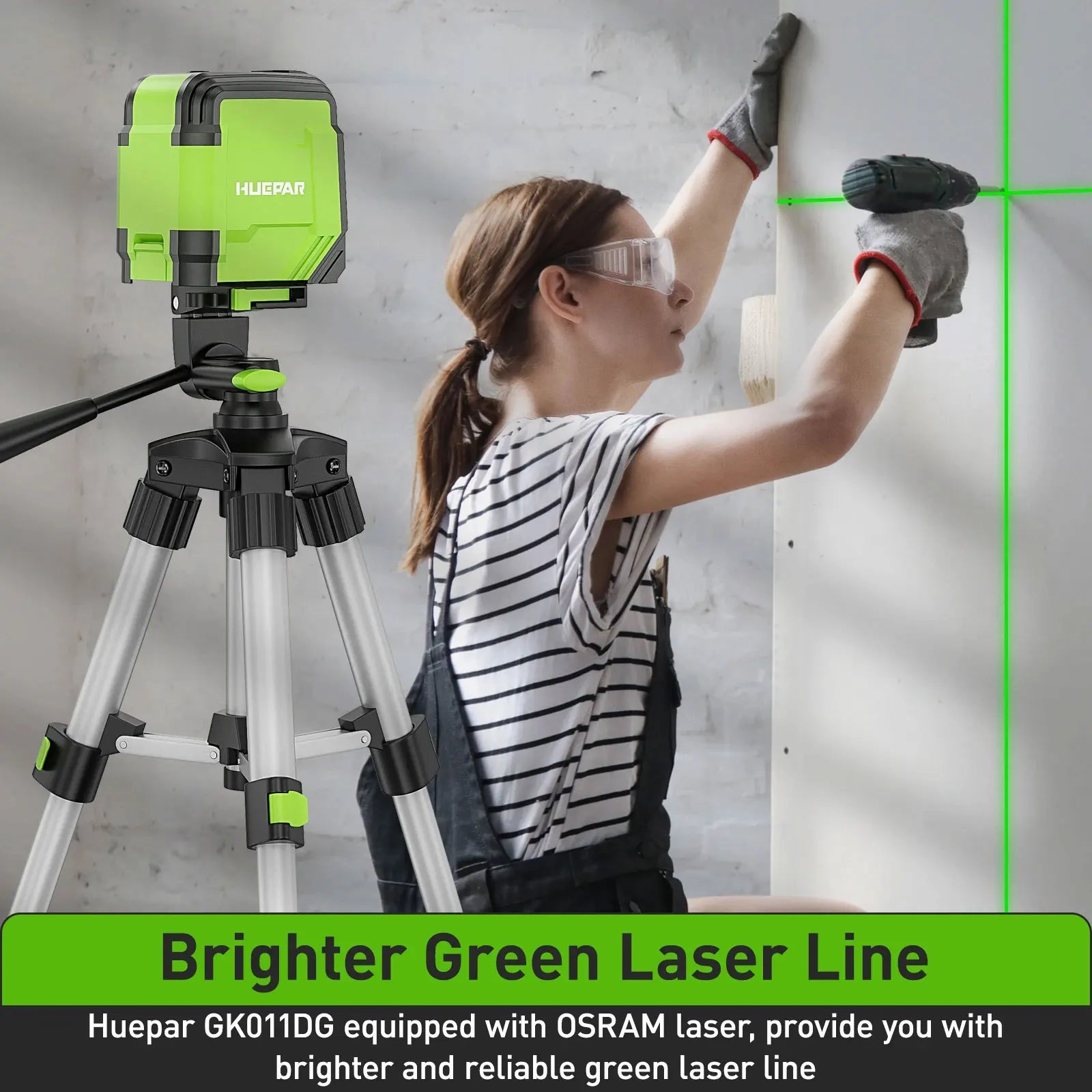 Máy Cân Bằng Laser 2 Vạch Huepar Osram Kèm Chân 0.65M - Daisan Mart