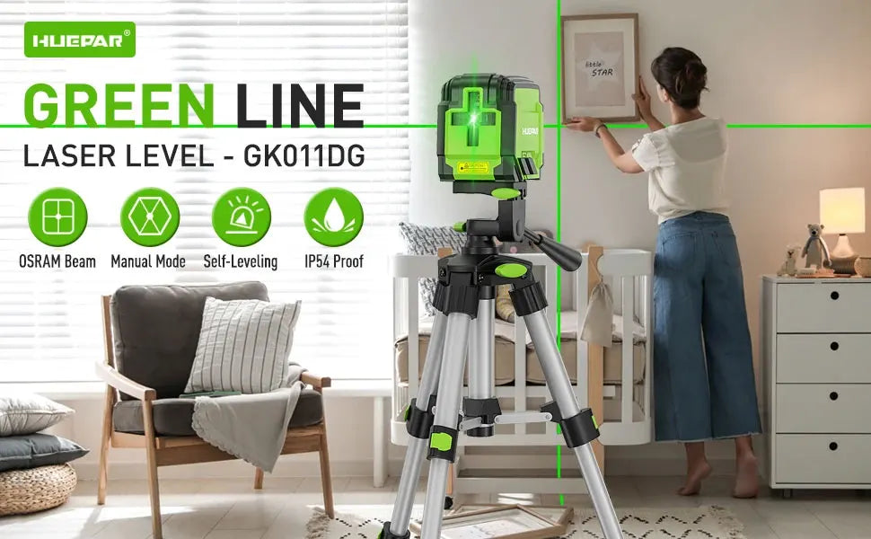 Máy Cân Bằng Laser 2 Vạch Huepar Osram Kèm Chân 0.65M - Daisan Mart
