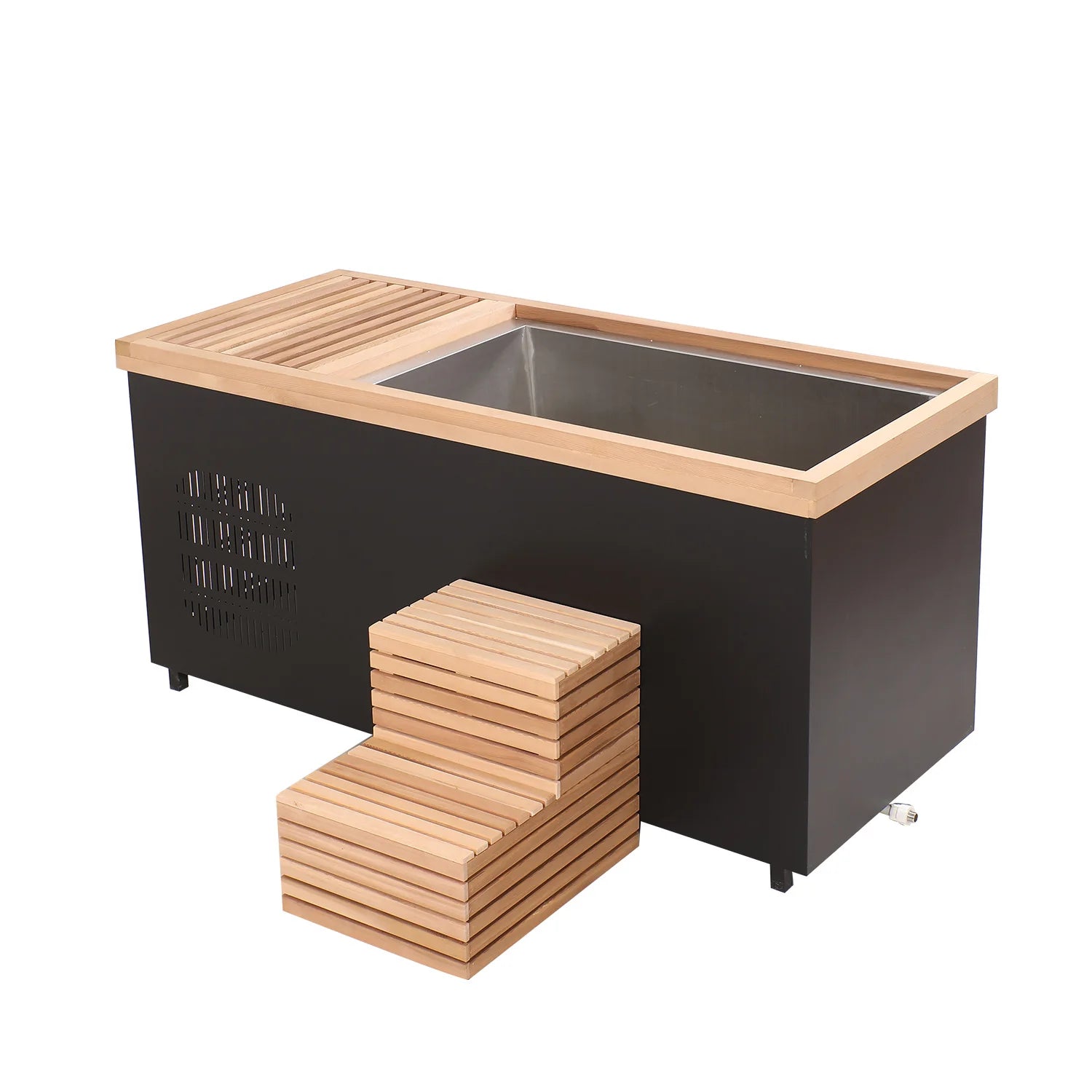 Modern Black Red Cedar Bath Tub Rectangle/Oval Spa Tubs for Home Hotel Gym Villa 2-Person Massage Feature Outdoor Application - Daisan Mart