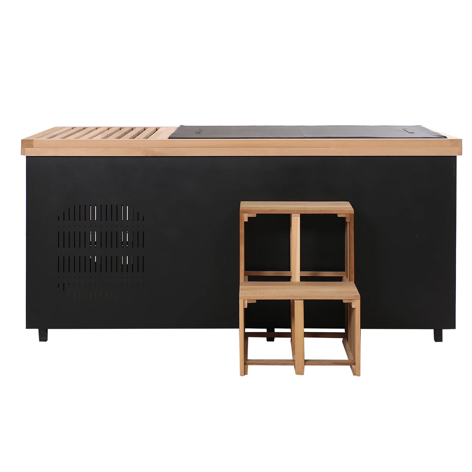 Modern Black Red Cedar Bath Tub Rectangle/Oval Spa Tubs for Home Hotel Gym Villa 2-Person Massage Feature Outdoor Application - Daisan Mart
