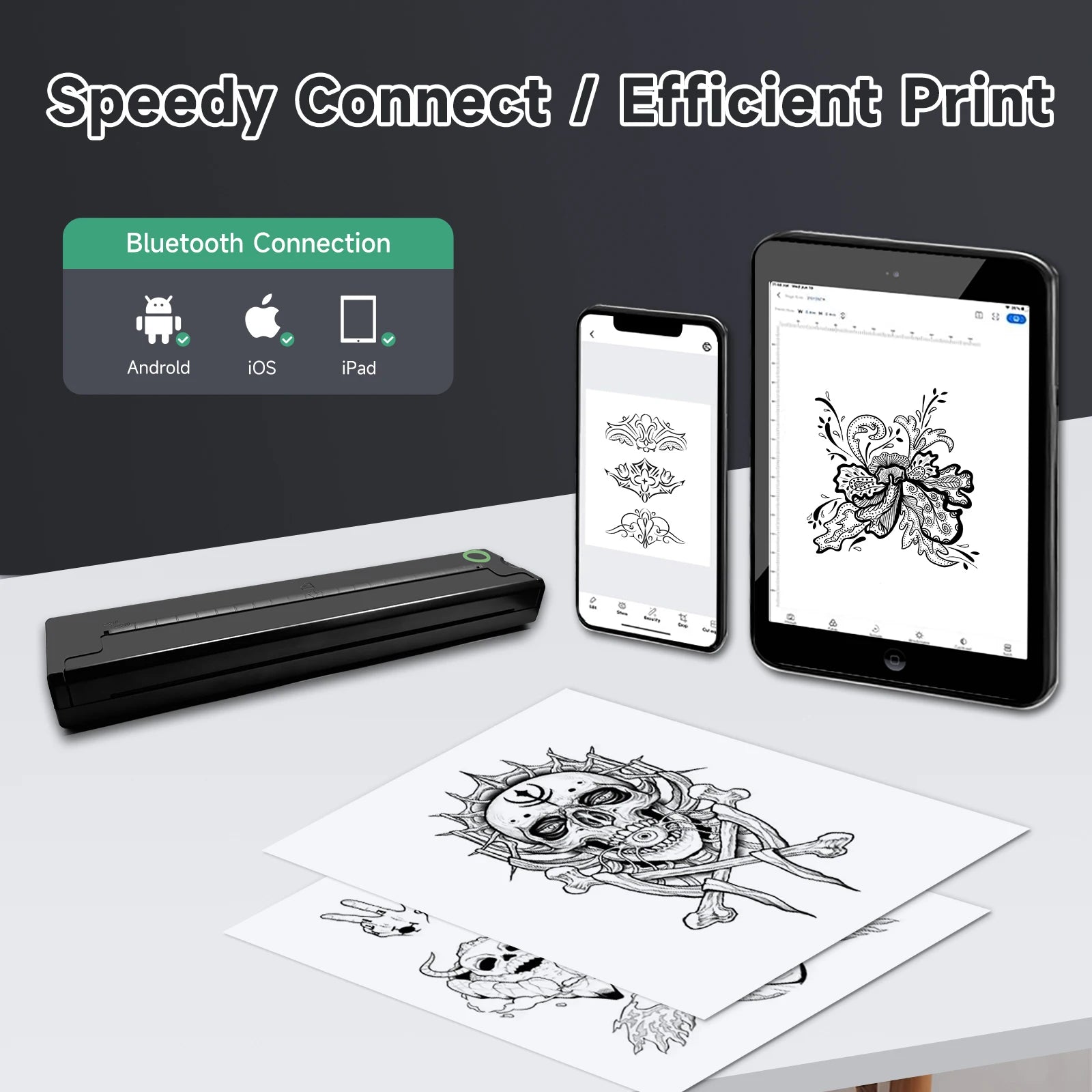 PDF Word Portable Printer Thermal Tattoo Photo Transfer A4 Sensitive Office Inkless Bluetooth Wireless USB Document Printer - Daisan Mart