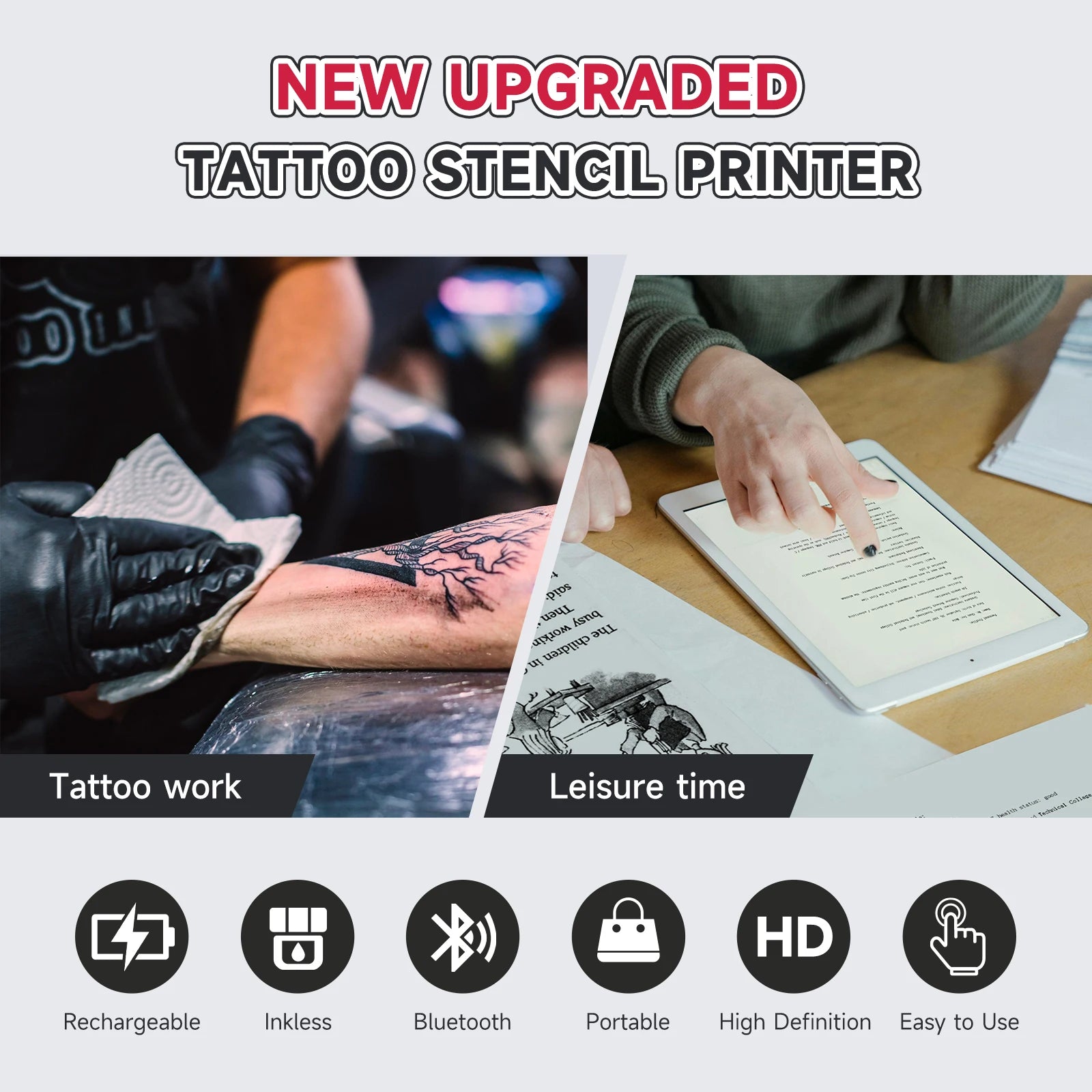 PDF Word Portable Printer Thermal Tattoo Photo Transfer A4 Sensitive Office Inkless Bluetooth Wireless USB Document Printer - Daisan Mart