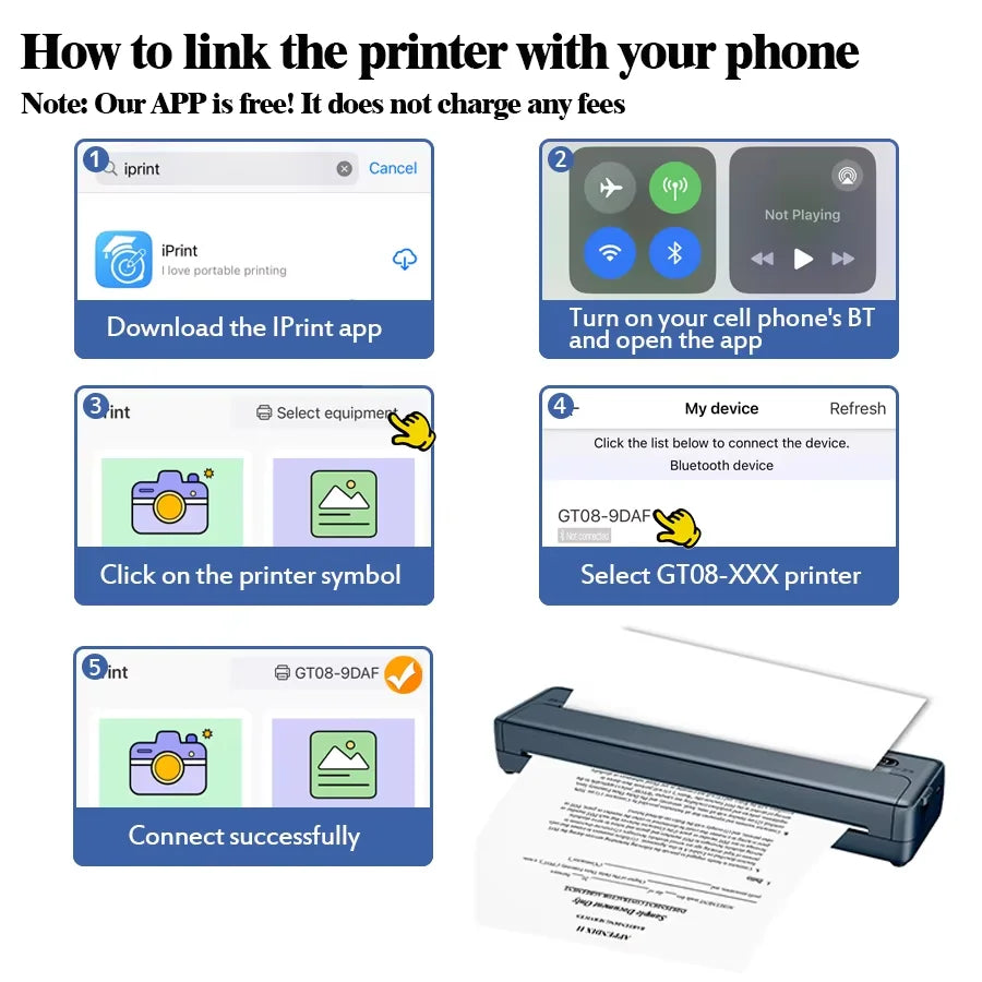 PDF Word Portable Printer Thermal Tattoo Photo Transfer A4 Sensitive Office Inkless Bluetooth Wireless USB Document Printer - Daisan Mart