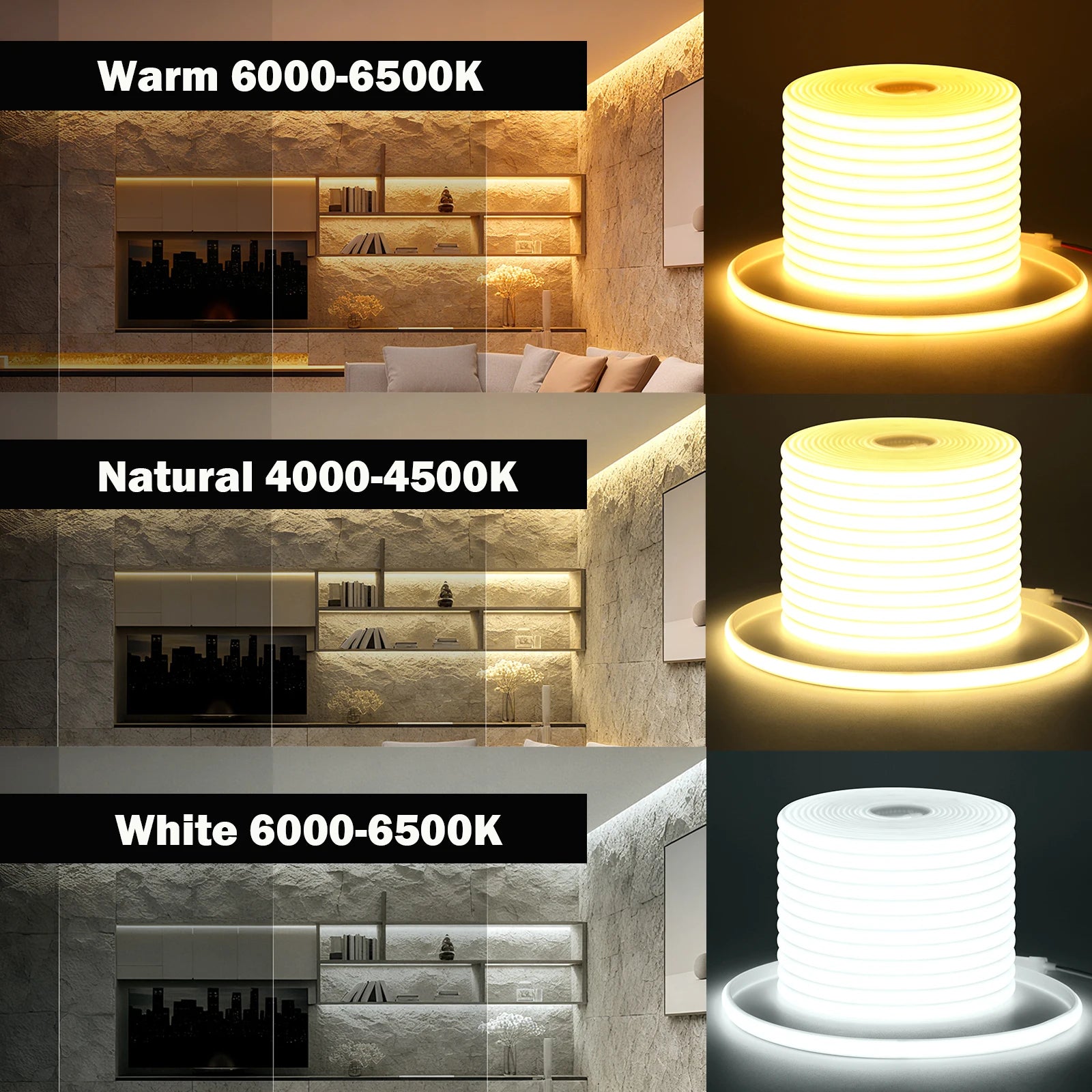 Dải Đèn LED COB Chống Nước IP67 Dẻo 12V 24V 320LEDs/M - Daisan Mart