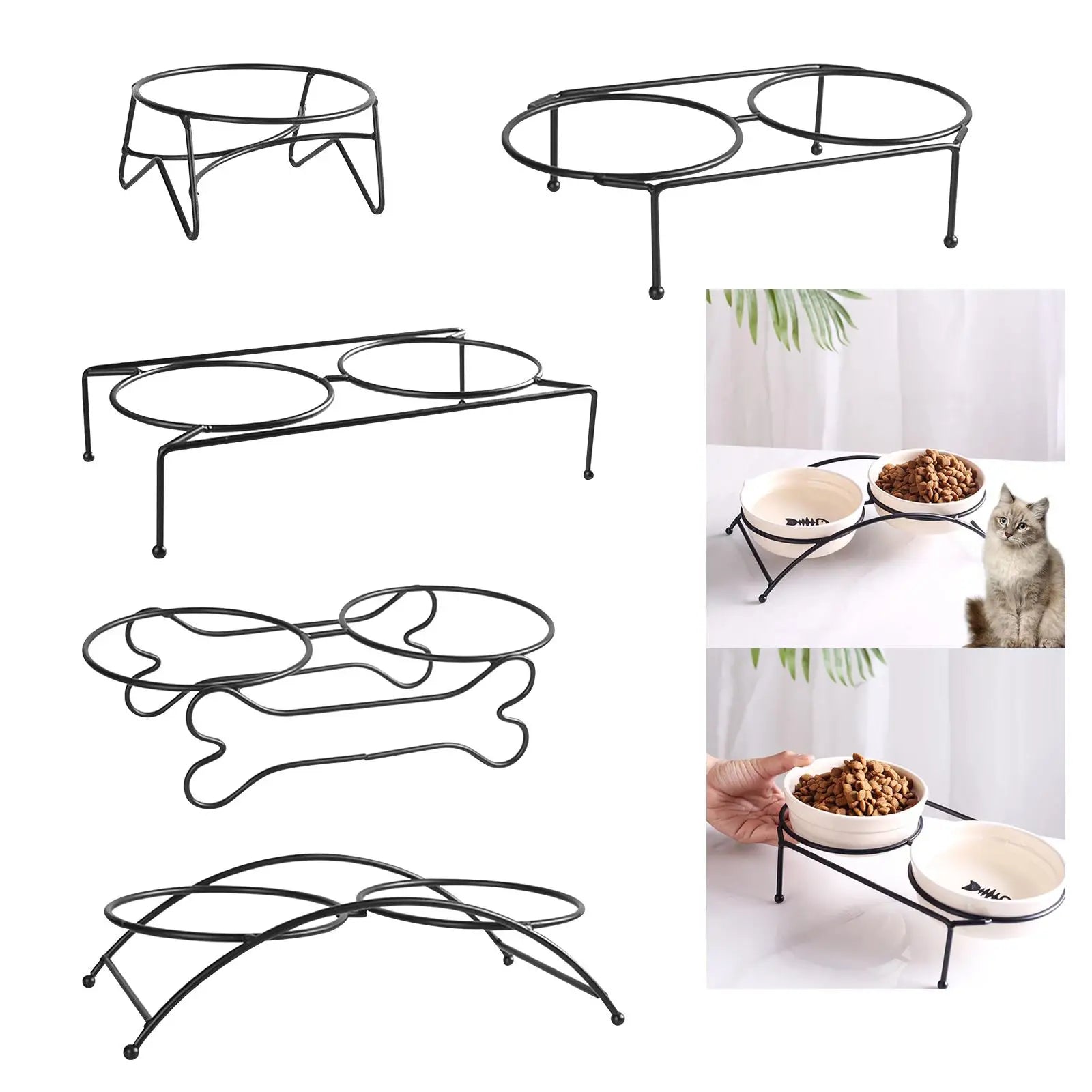 Pet Food Feeder Holder Water Food Bowls Pet Dining Table Elevated Raised Bowls Stand for Kitten Food Dispenser Kitty Cats Puppy - Daisan Mart