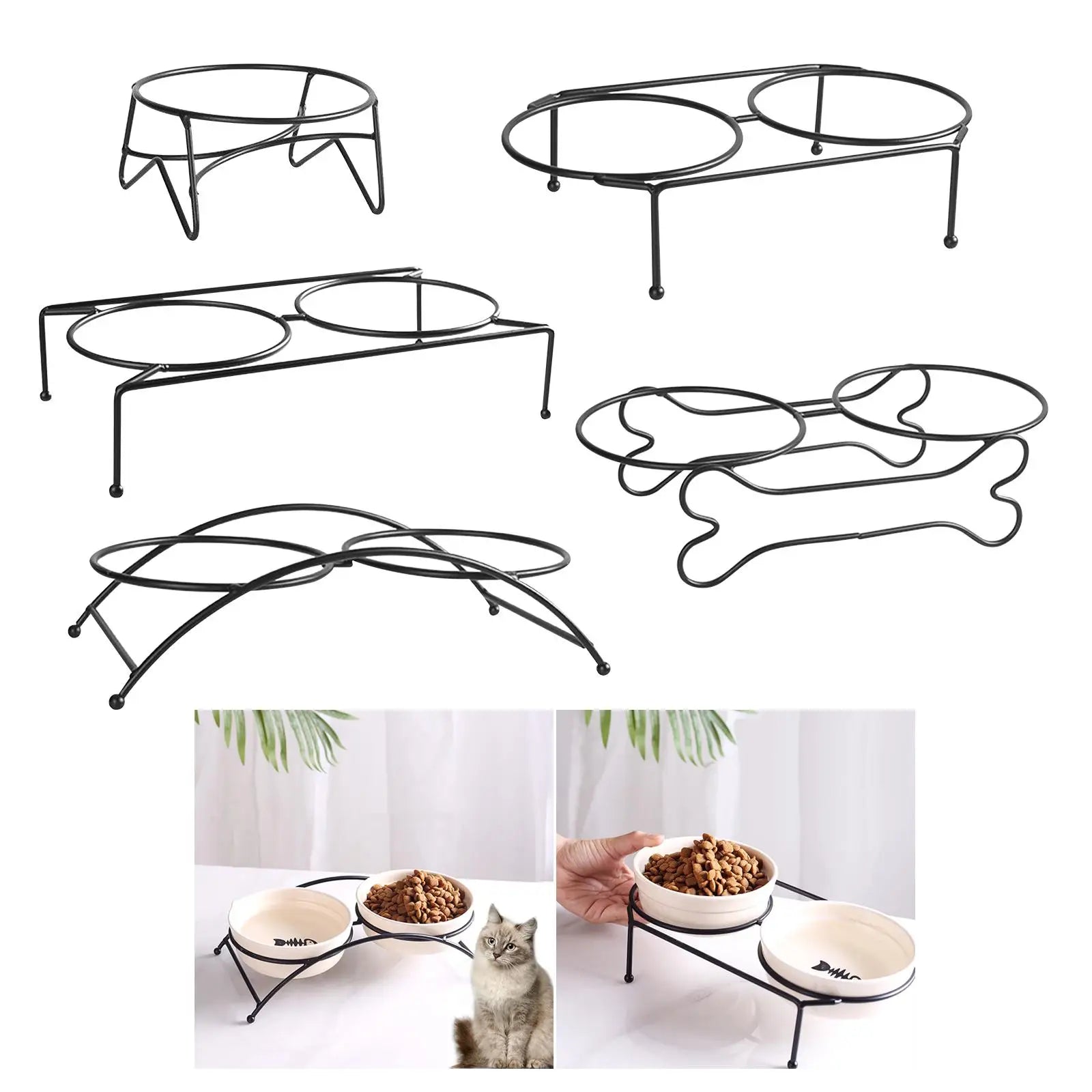 Pet Food Feeder Holder Water Food Bowls Pet Dining Table Elevated Raised Bowls Stand for Kitten Food Dispenser Kitty Cats Puppy - Daisan Mart