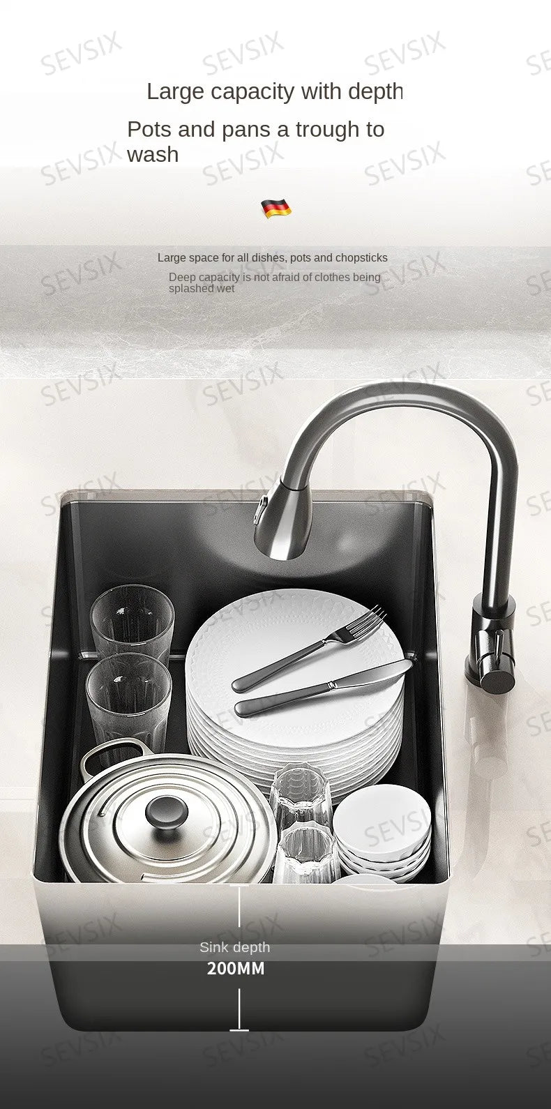 304 stainless steel Kitchen handmade small sink, single sink, vegetable washing basin, under counter, island counter, water bar - Daisan Mart