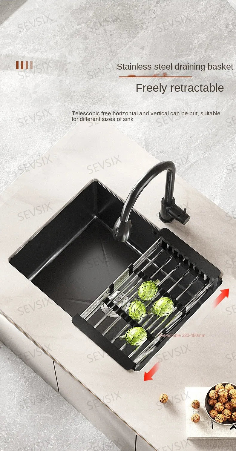 304 stainless steel Kitchen handmade small sink, single sink, vegetable washing basin, under counter, island counter, water bar - Daisan Mart