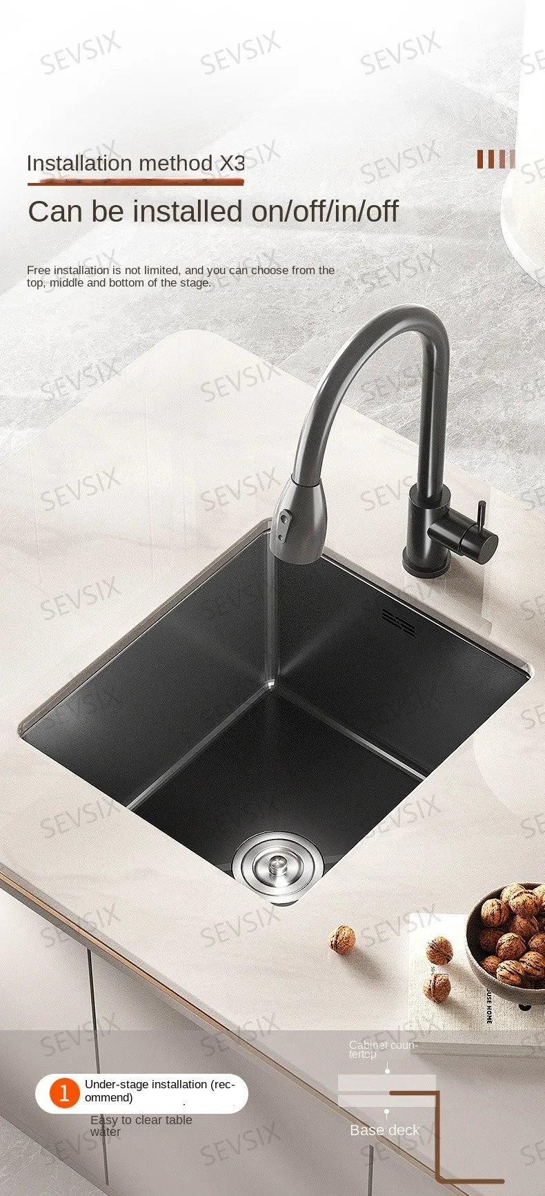 304 stainless steel Kitchen handmade small sink, single sink, vegetable washing basin, under counter, island counter, water bar - Daisan Mart