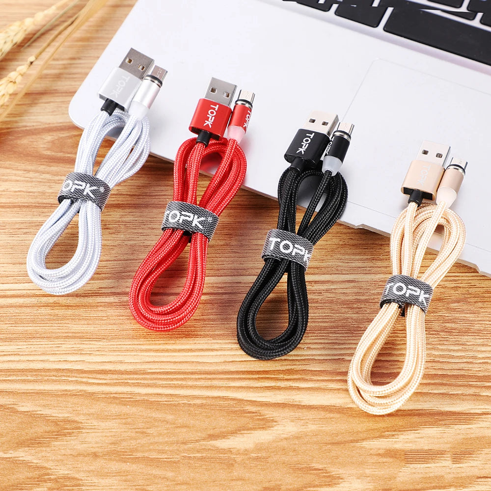 Cáp Sạc 360 Độ TOPK 3in1 Chống Rối Từ Tính - Daisan Mart