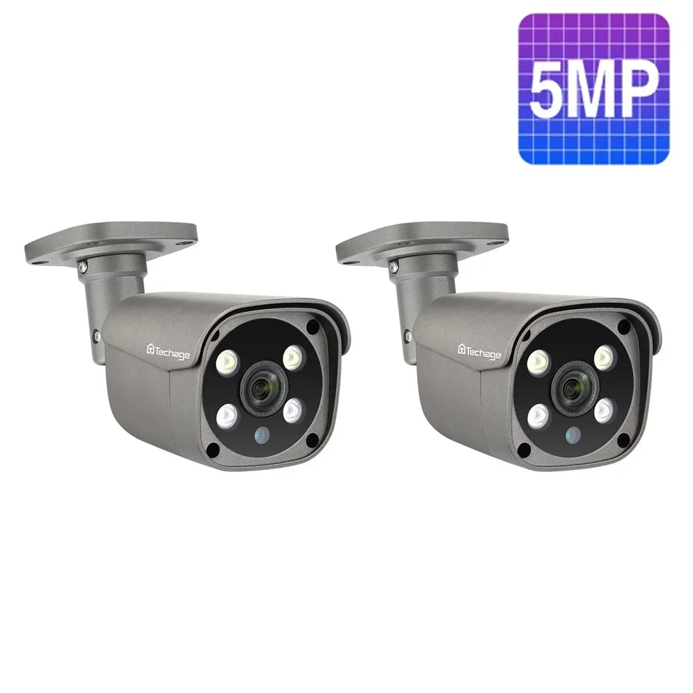 Techage H.265 8CH 5MP/8MP POE NVR Kit CCTV Система видеонаблюдения Двусторонняя аудиосвязь AI IP-камера ИК наружная водонепрониц - Daisan Mart