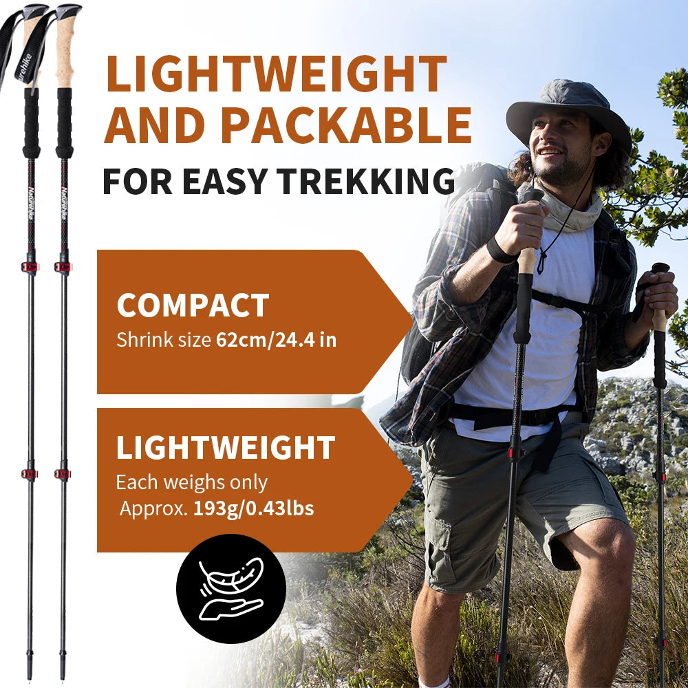 Gậy Leo Núi Carbon Naturehike Nhẹ và Gọn 2 Cây - Daisan Mart