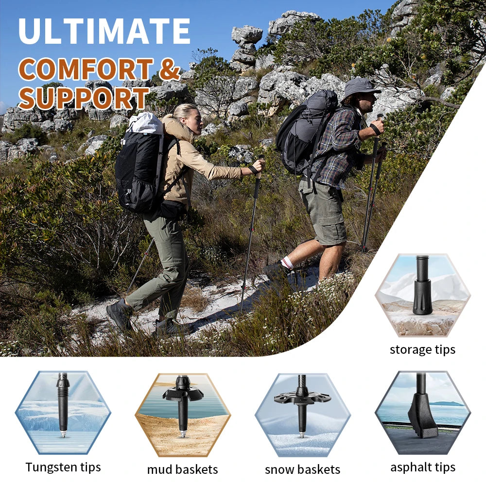 Gậy Leo Núi Carbon Naturehike Nhẹ và Gọn 2 Cây - Daisan Mart