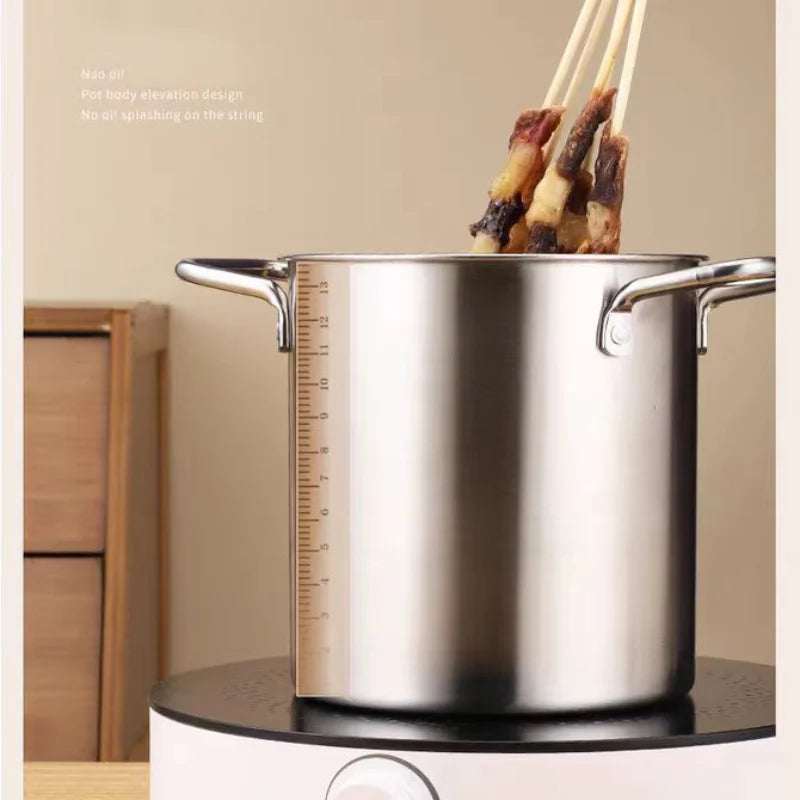 ###Nồi Chiên Đa Năng Inox 304 Kèm Rổ Lọc Dầu - Daisan Mart
