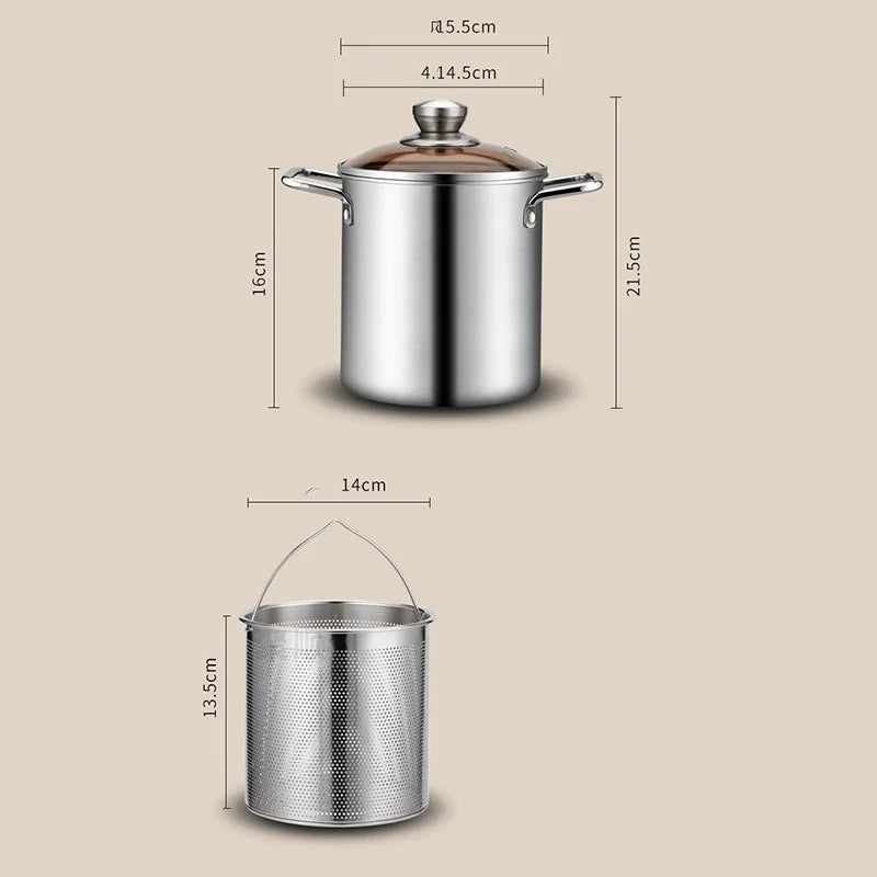 ###Nồi Chiên Đa Năng Inox 304 Kèm Rổ Lọc Dầu - Daisan Mart