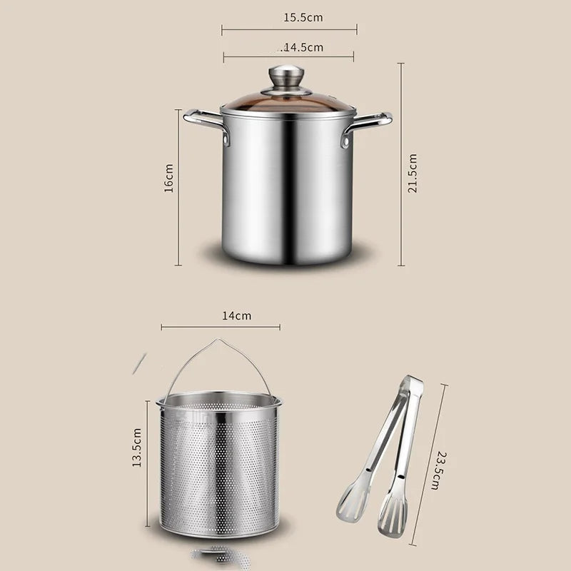 ###Nồi Chiên Đa Năng Inox 304 Kèm Rổ Lọc Dầu - Daisan Mart
