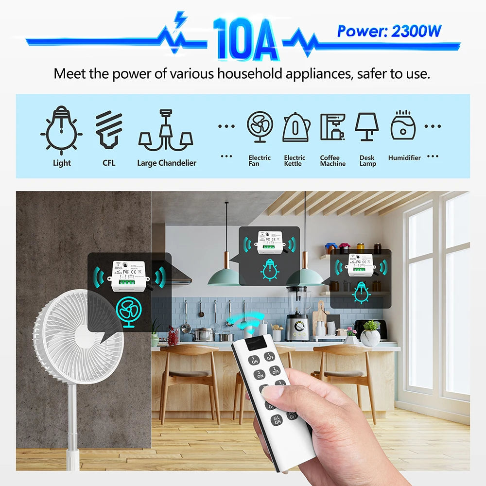 Công Tắc Thông Minh RF 4in1 Điều Khiển Từ Xa 433MHz - Daisan Mart