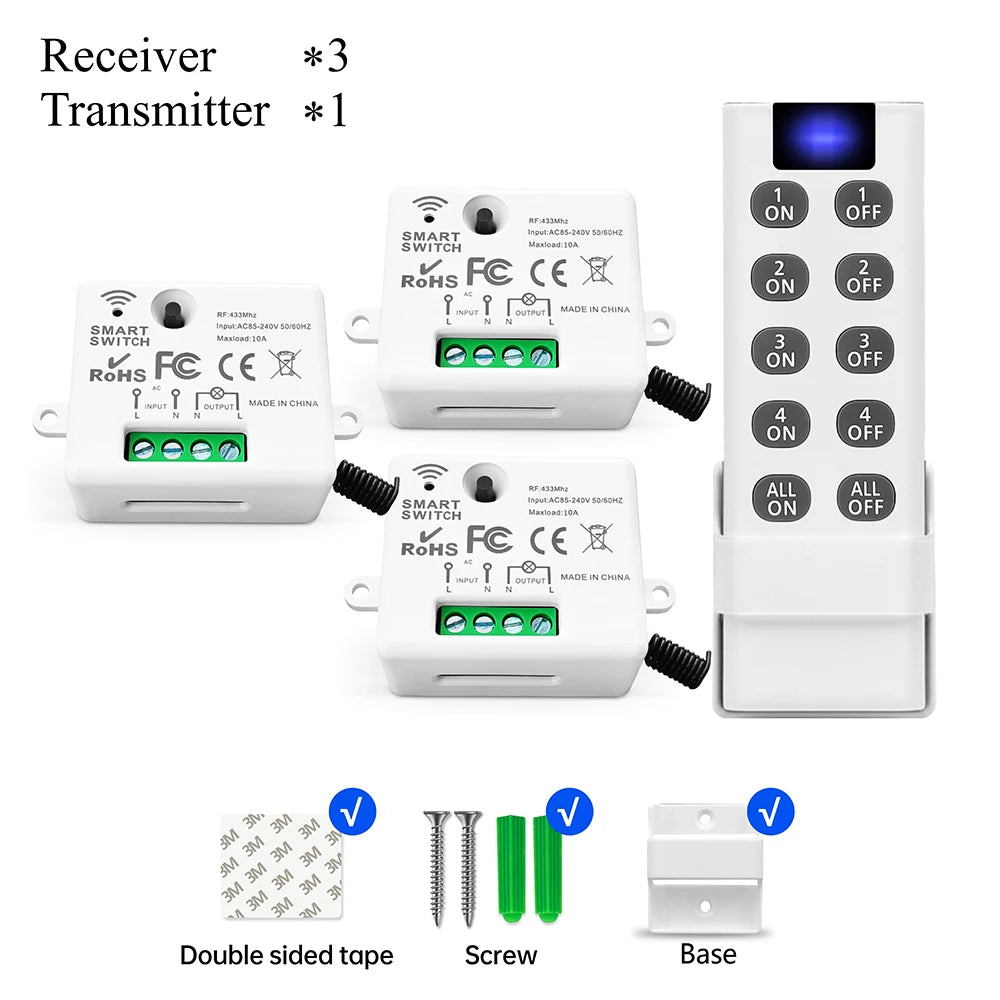 Công Tắc Thông Minh RF 4in1 Điều Khiển Từ Xa 433MHz - Daisan Mart