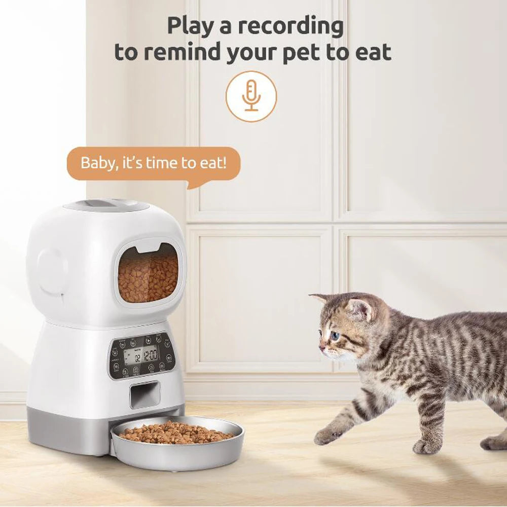 3.5L Automatic Pet Feeder Smart Food Dispenser For Cats Dogs Timer Stainless Steel Bowl Auto Dog Cat Pet Feeding Pet Supplies - Daisan Mart
