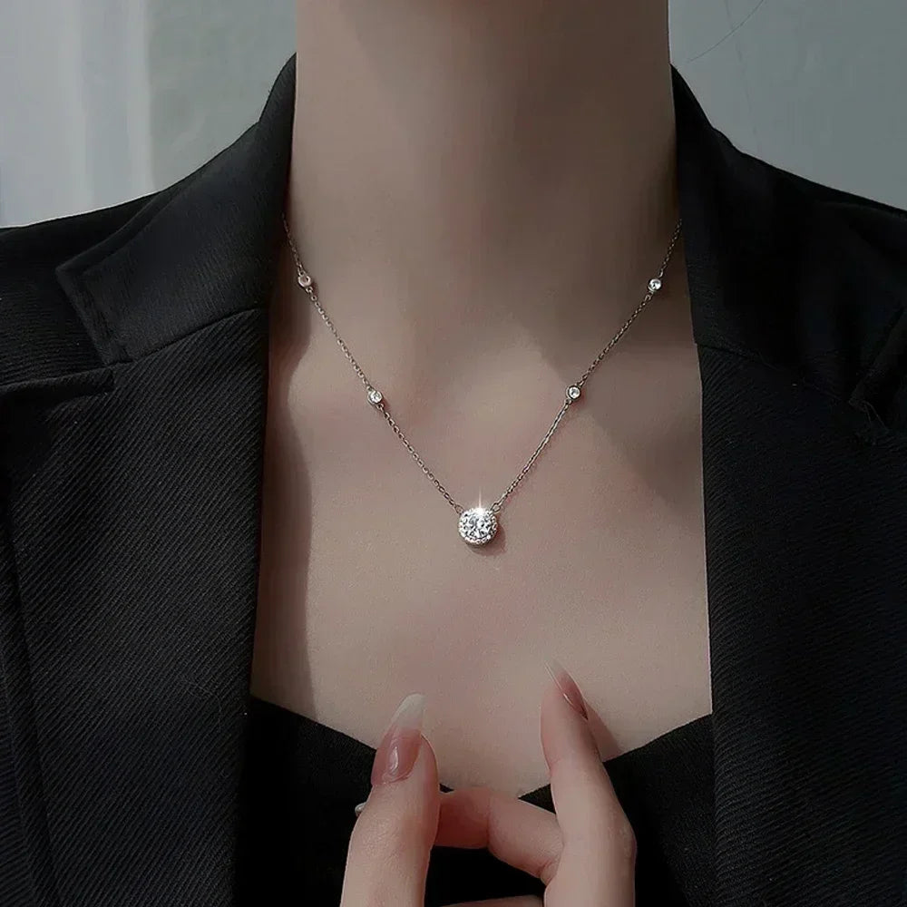 Vòng Cổ Nữ Moissanite 925 Bạc Ý - FEOBUR Sang Trọng - Daisan Mart
