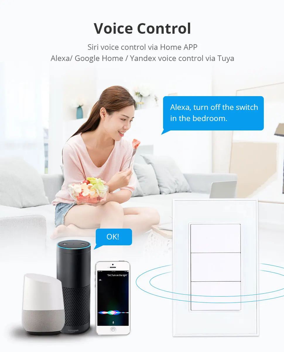 Công tắc thông minh Zemismart Zigbee 3 ngả Tuya