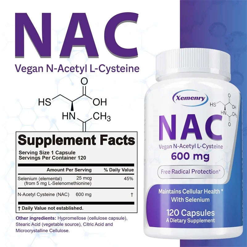 NAC Capsules 600mg - Support Skin Health, Antioxidant, Detox, Enhance Immunity - Non-GMOSupplement - Daisan Mart