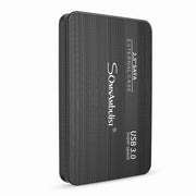 Hộp ổ cứng ngoài màu đen, 2.5 inch, giao diện USB 3.0, chữ trắng trên bề mặt.