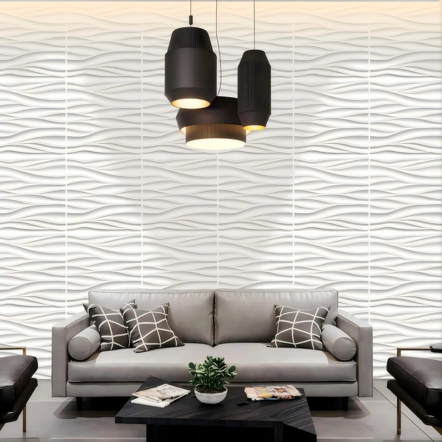 Tấm Ốp Tường 3D Sóng 30x30cm Trang Trí Phòng Khách - Daisan Mart