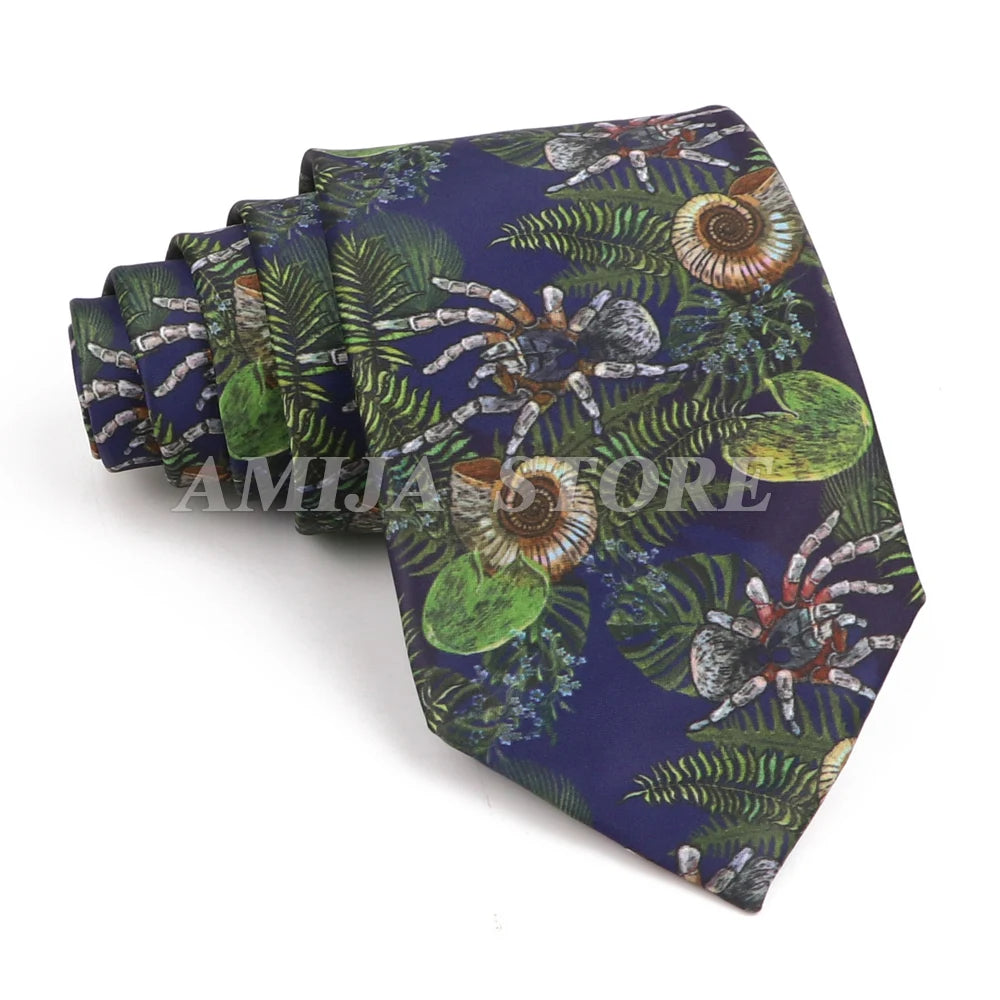 男士復古塗鴉圖案仿絲領帶 8厘米