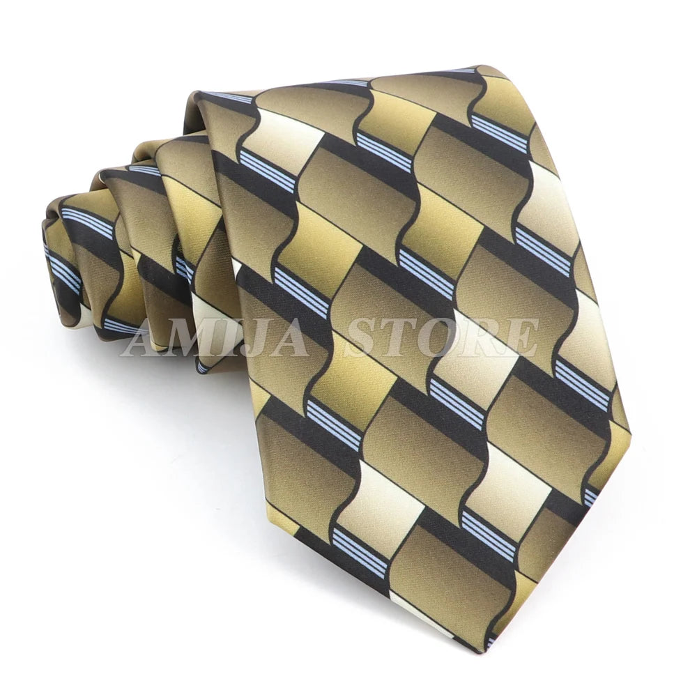 男士復古塗鴉圖案仿絲領帶 8厘米