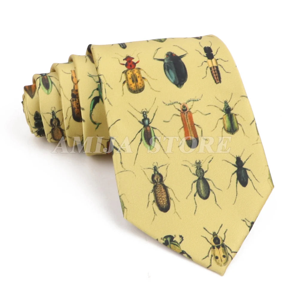 男士復古塗鴉圖案仿絲領帶 8厘米