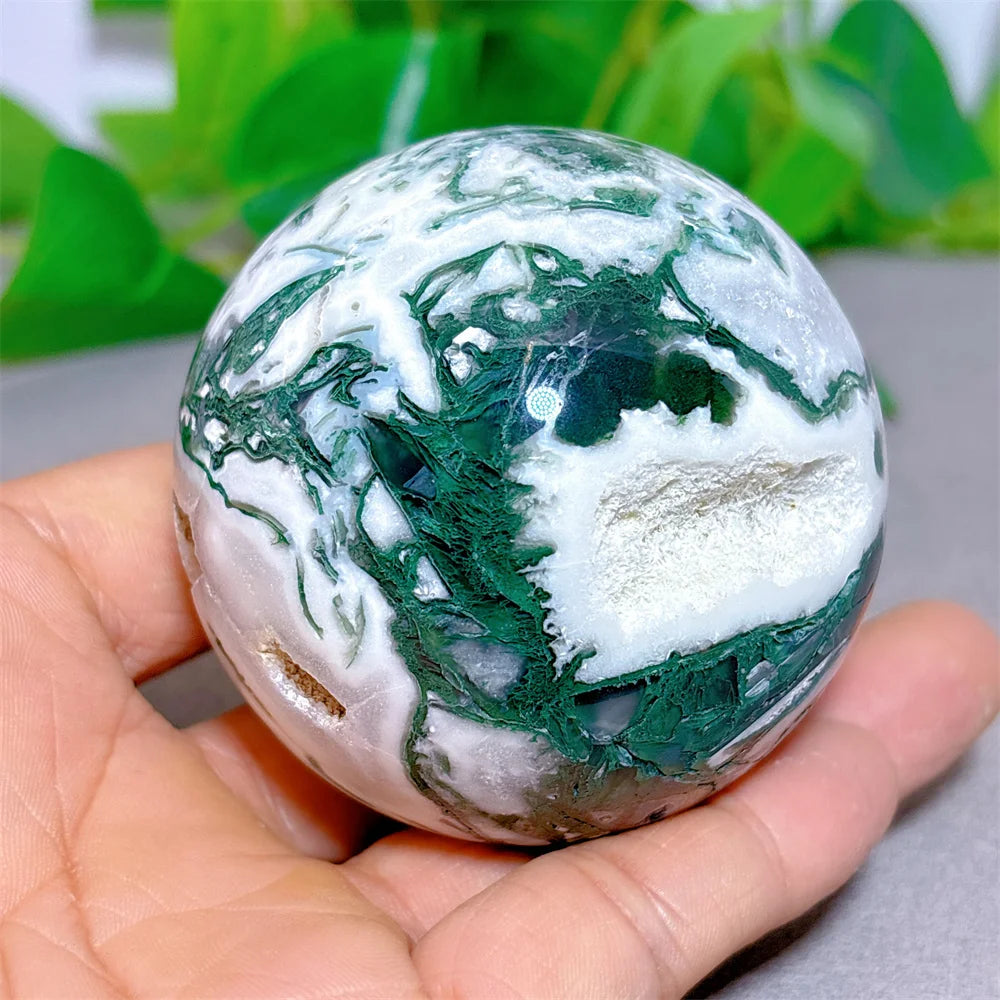 Quả Cầu Mã Não Rêu Đá Tự Nhiên - Trang Trí & Chữa Lành - Daisan Mart