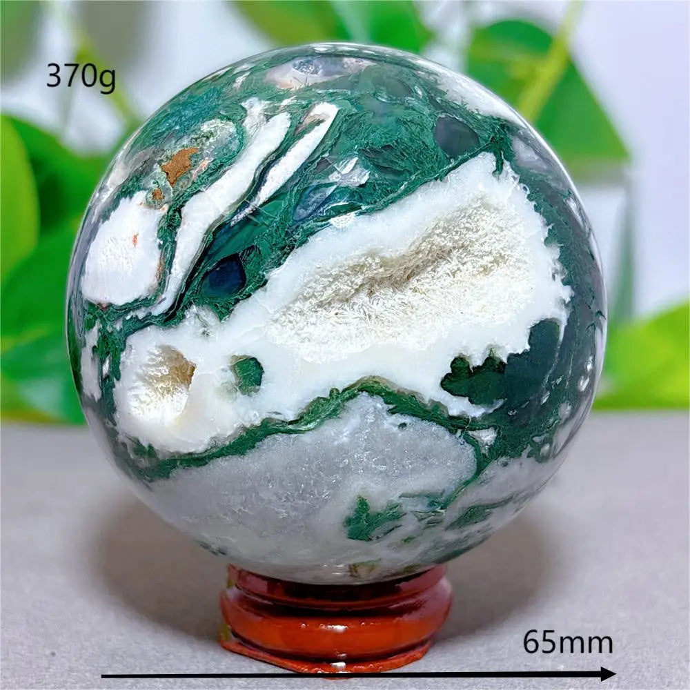 Quả Cầu Mã Não Rêu Đá Tự Nhiên - Trang Trí & Chữa Lành - Daisan Mart