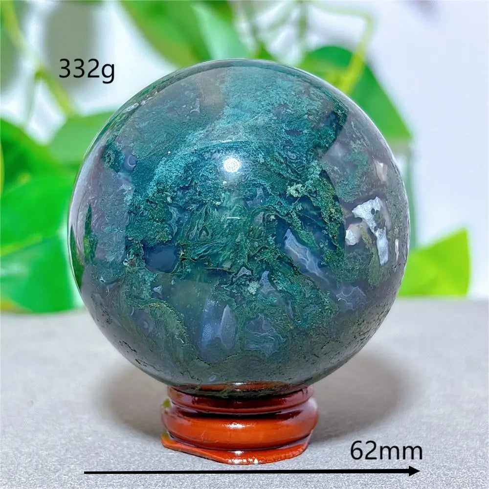 Quả Cầu Mã Não Rêu Đá Tự Nhiên - Trang Trí & Chữa Lành - Daisan Mart