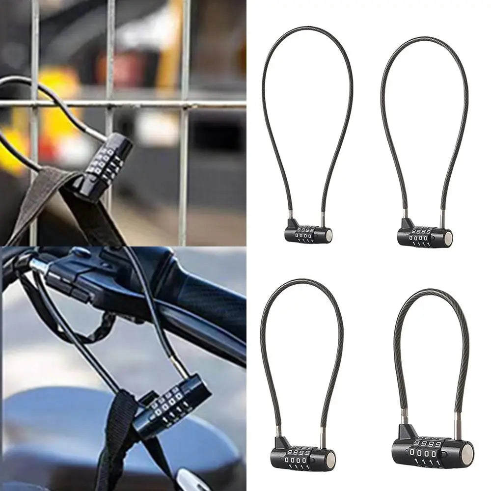 Zinc alloy 4 Digit Combination Lock Wire Rope Resettable Dormitory Cabinet Lock Anti-theft Bike Password Padlock