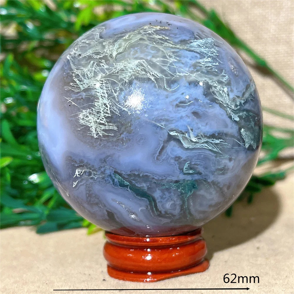 Moss Agate Ball - Spiritual Power &amp; Decoration