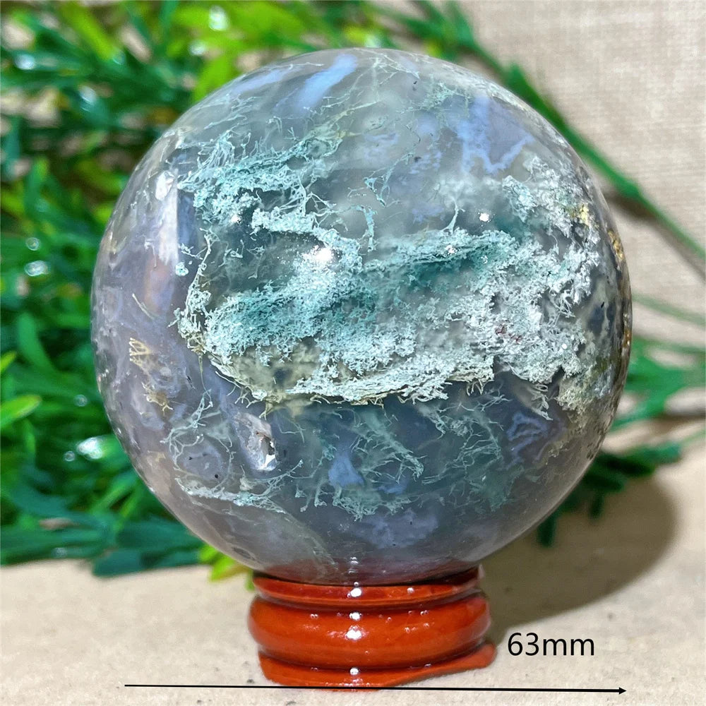Moss Agate Ball - Spiritual Power &amp; Decoration