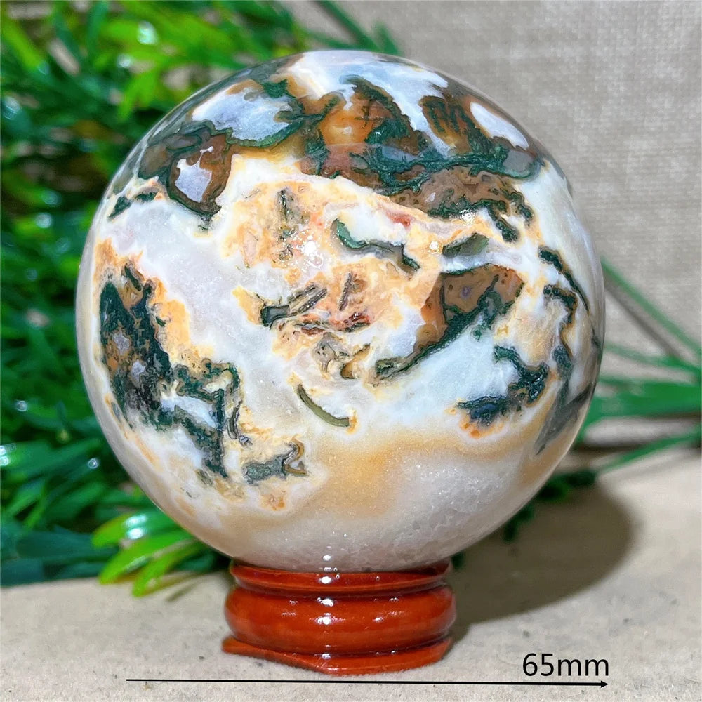 Moss Agate Ball - Spiritual Power &amp; Decoration