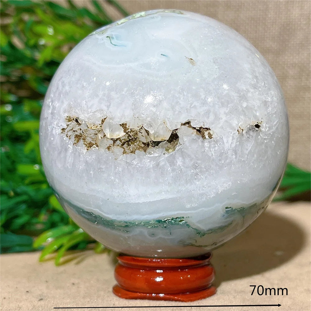 Moss Agate Ball - Spiritual Power &amp; Decoration