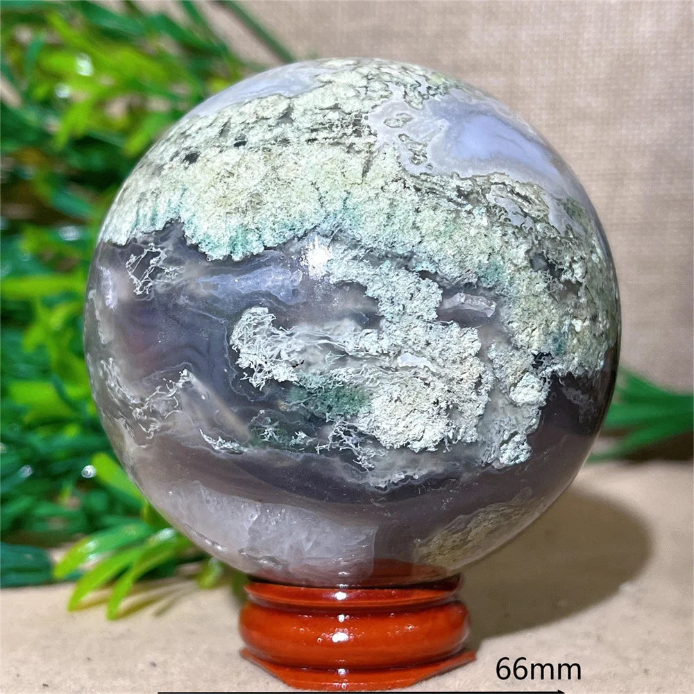 Moss Agate Ball - Spiritual Power &amp; Decoration