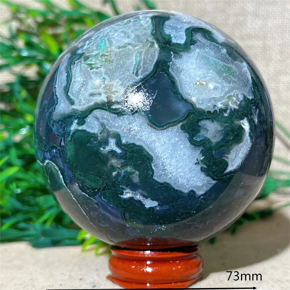 Moss Agate Ball - Spiritual Power &amp; Decoration