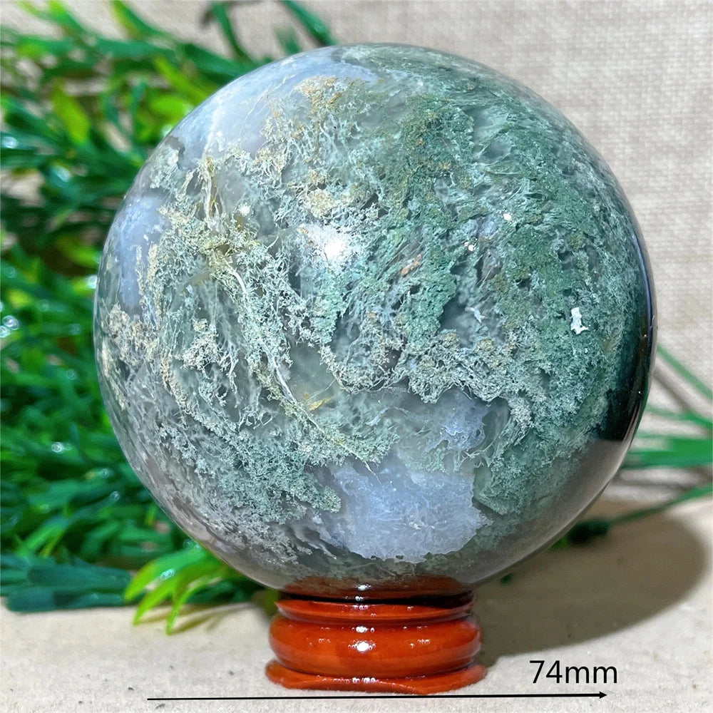 Moss Agate Ball - Spiritual Power &amp; Decoration
