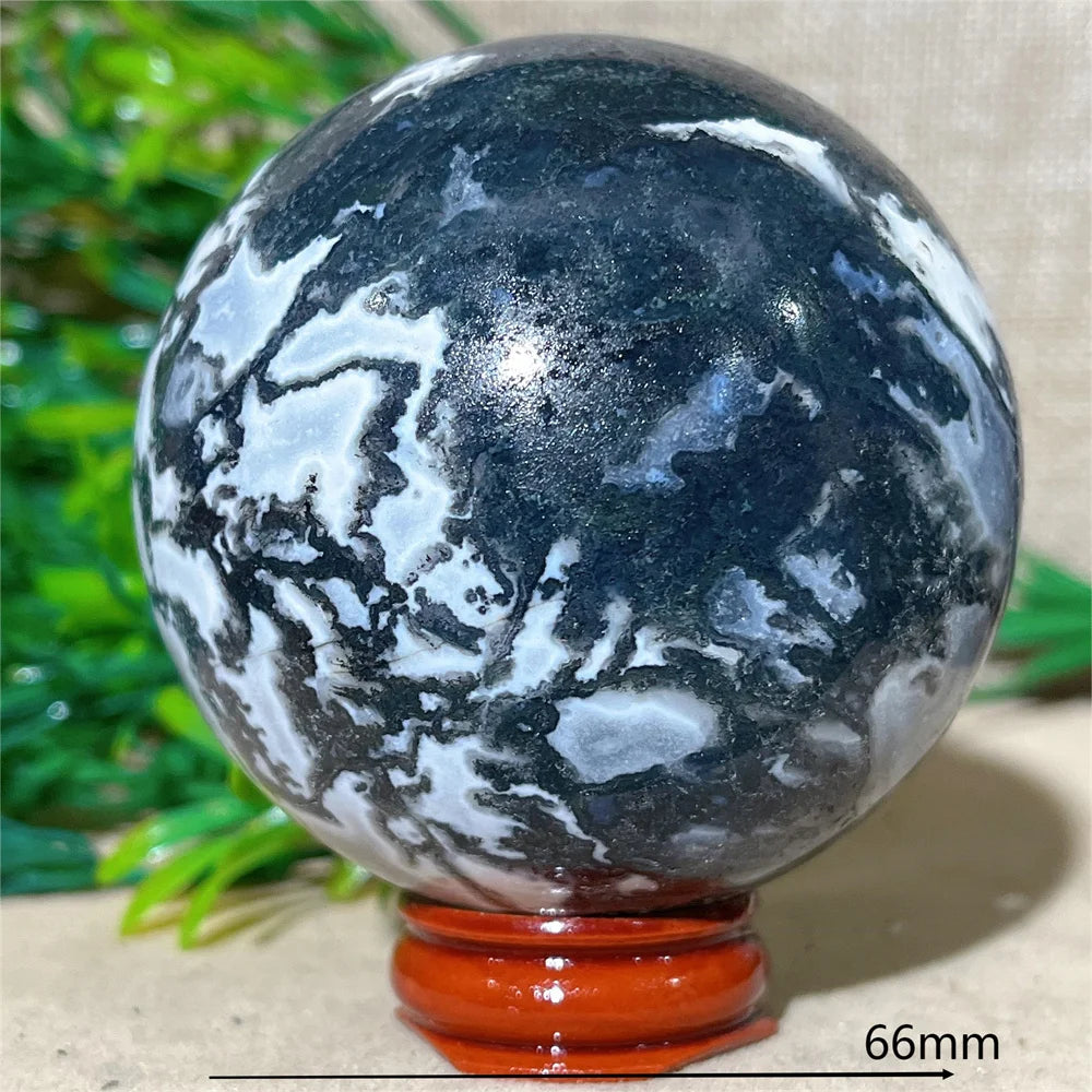 Moss Agate Ball - Spiritual Power &amp; Decoration