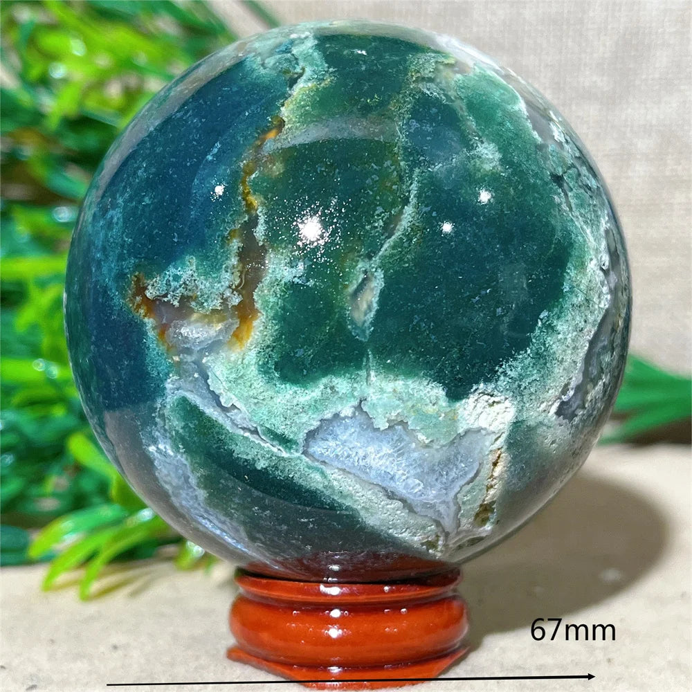 Moss Agate Ball - Spiritual Power &amp; Decoration
