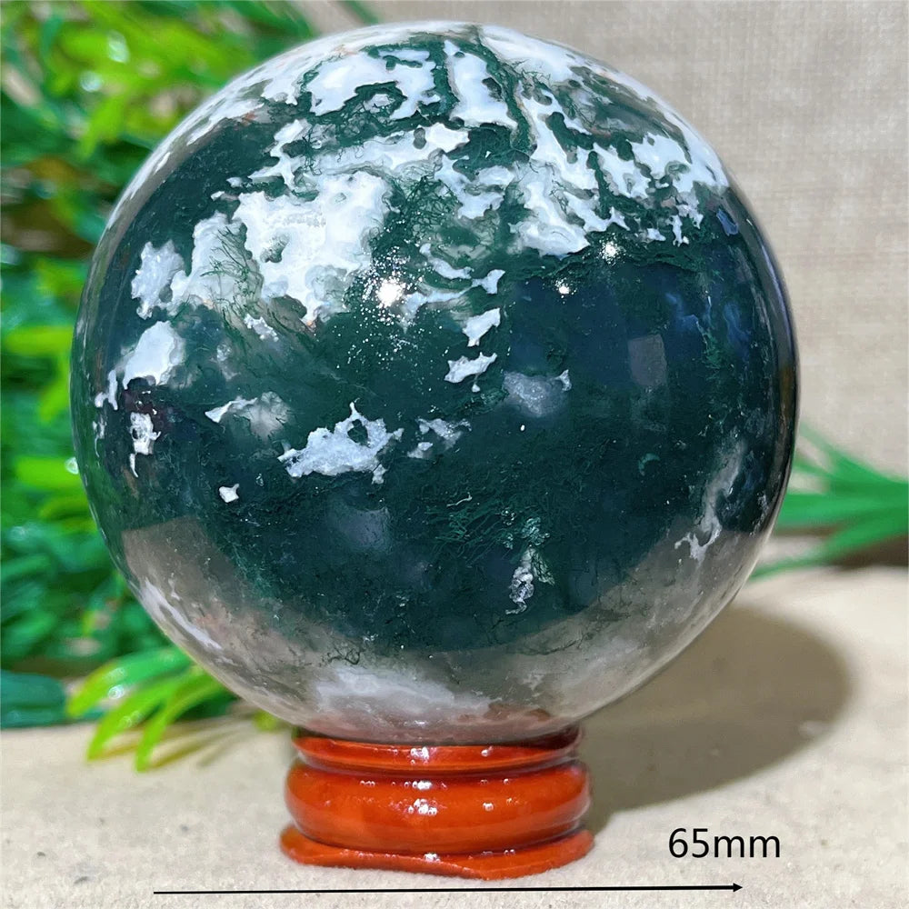 Moss Agate Ball - Spiritual Power &amp; Decoration