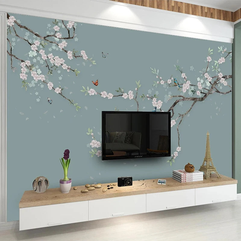 Chinese Style Hand Painted Flower And Bird Sofa TV Background 3D Photo Wallpaper Modern Bedroom Living Room Mural Wall Covering - Daisan Mart