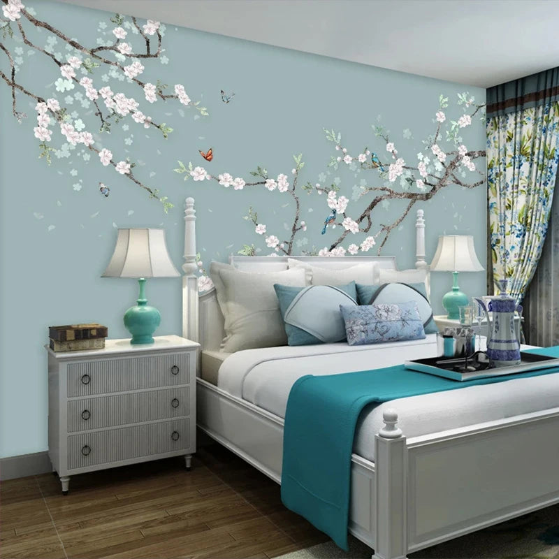 Chinese Style Hand Painted Flower And Bird Sofa TV Background 3D Photo Wallpaper Modern Bedroom Living Room Mural Wall Covering - Daisan Mart
